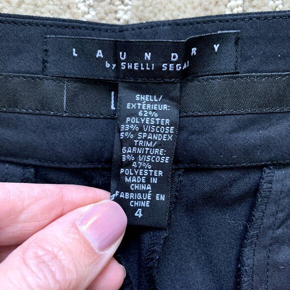 Laundry By Shelli Segal Wide Leg Black Tuxedo Pants Women's 4 Short Y2K Party - Picture 4 of 9